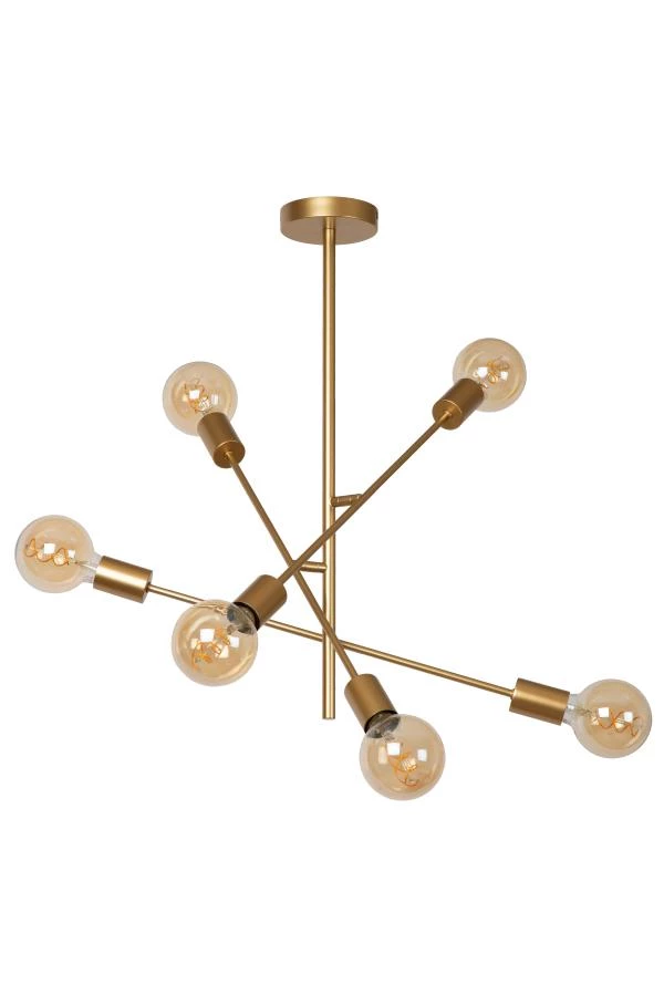 Lucide LESTER - Flush ceiling light - 6xE27 - Matt Gold / Brass - turned off